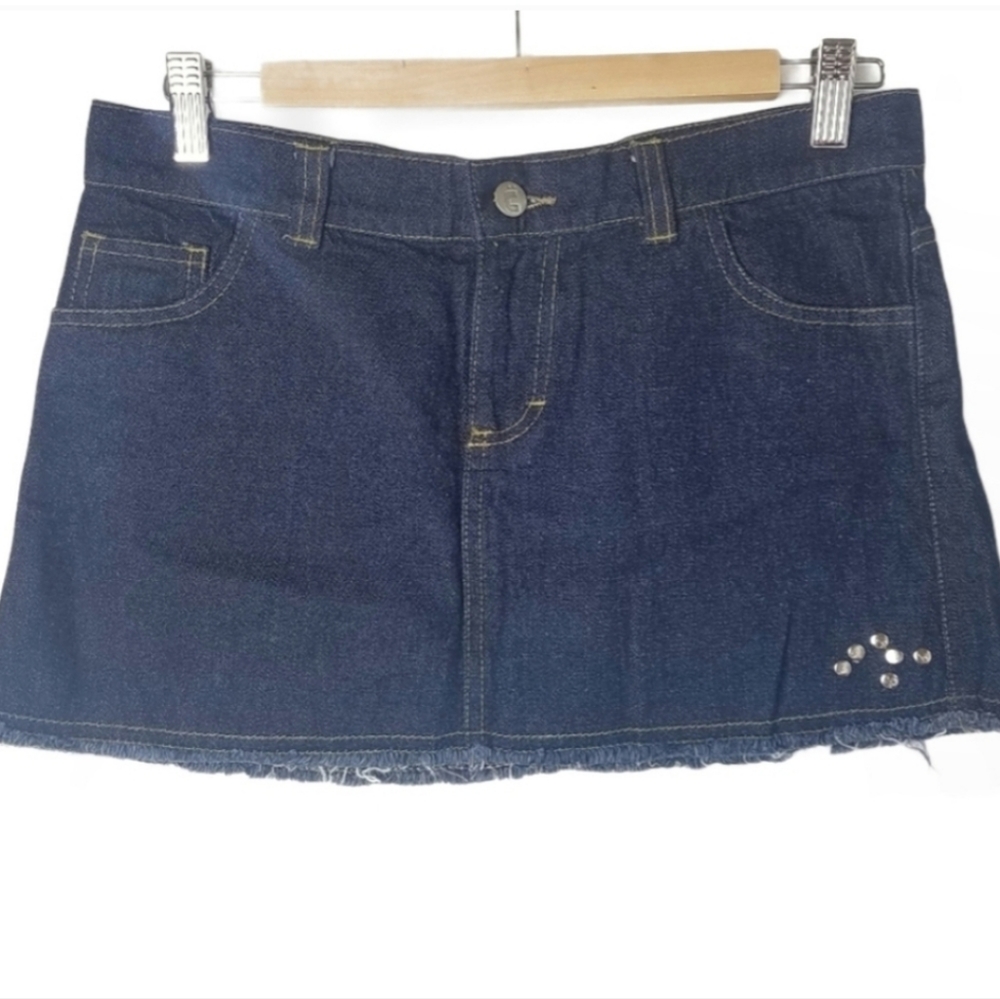 Urbano jean studded mini skirt with raw hem size Medium